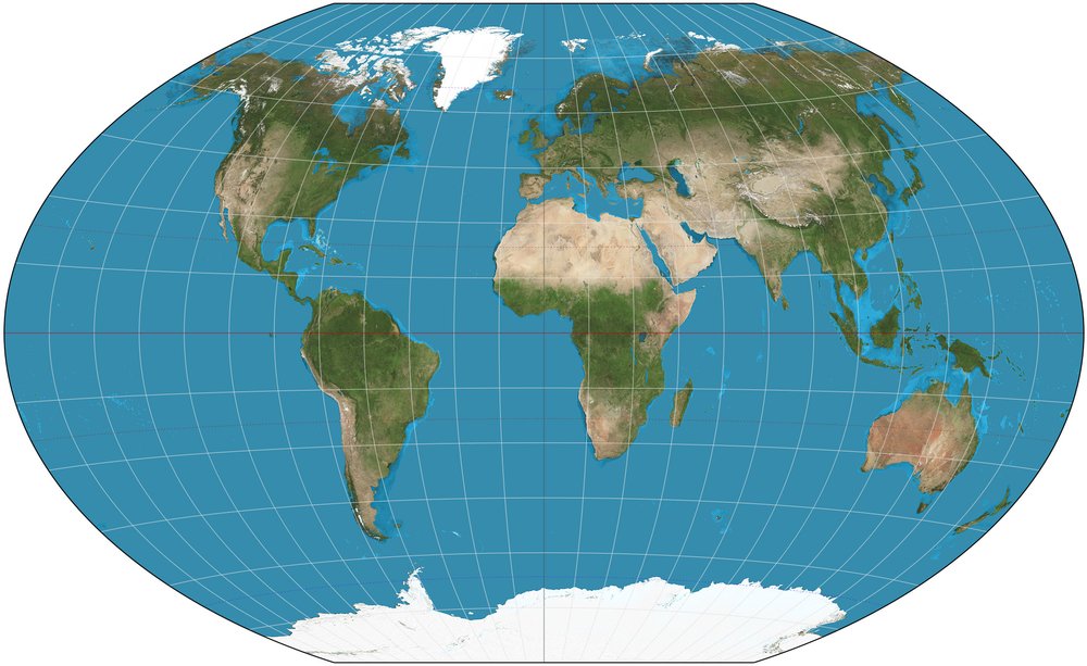 Projecció Winkel Tripel: mapa de compromís adoptat per National Geographic.