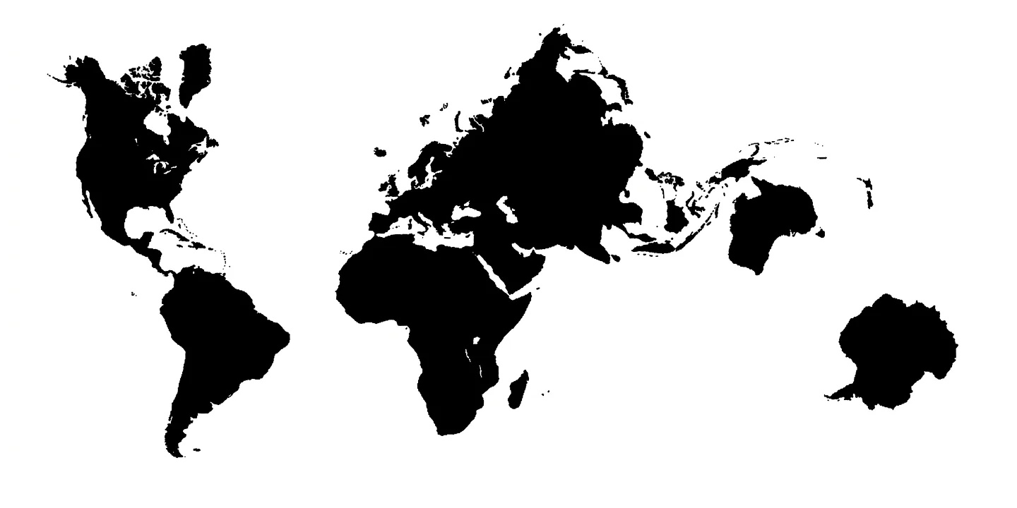 Mosaic-23 Negatiu — siluetes negres dels continents sobre blanc