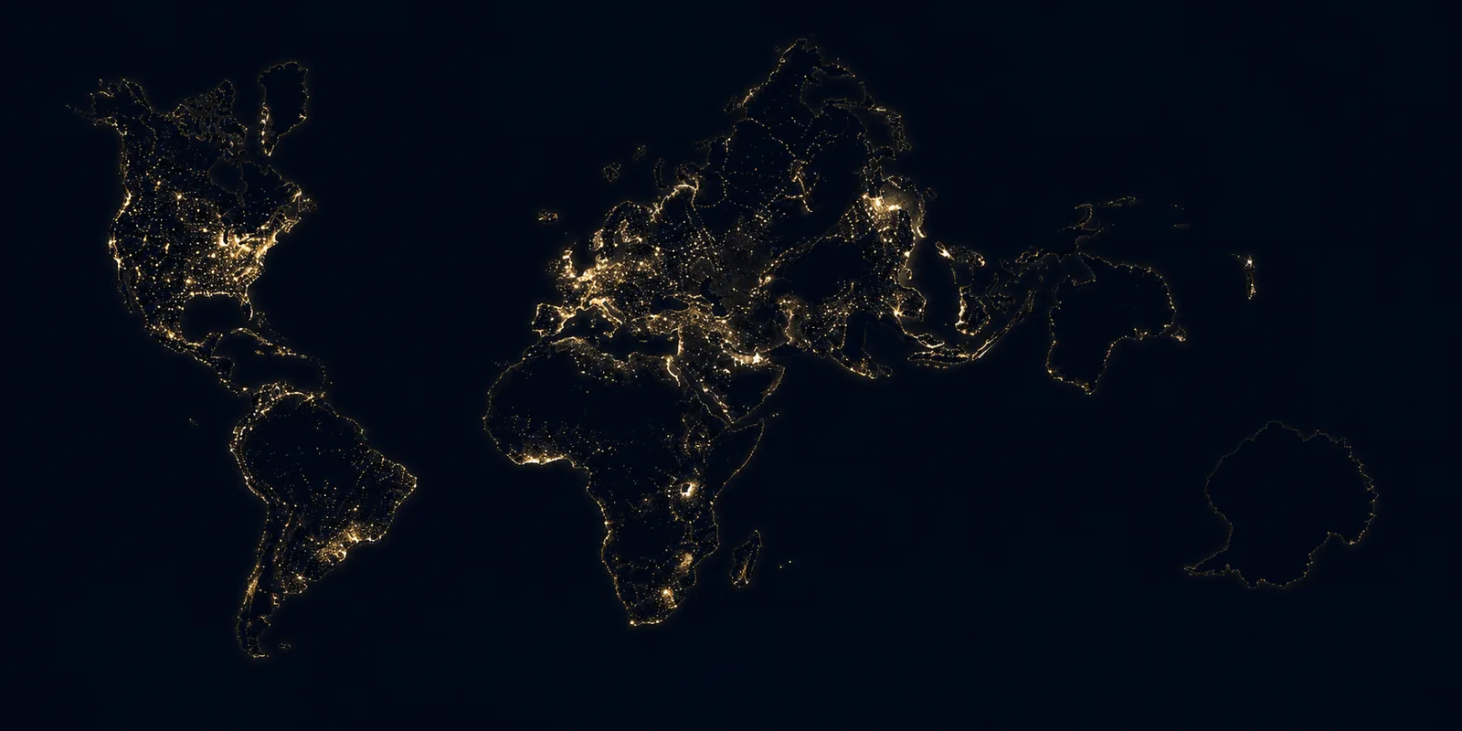 Mosaic-23 Nocturn — vista nocturna amb llums de ciutats