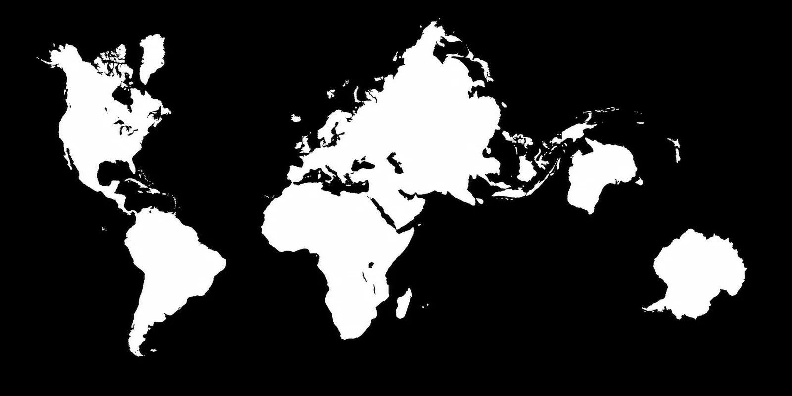 Mosaic-23 Positiu — siluetes blanques dels continents sobre negre
